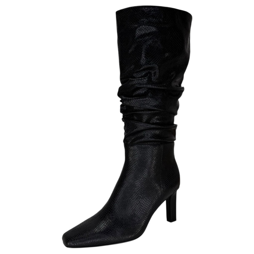 SMASH shoes Fallon Black Faux Snakeskin Knee High Womens Boots Size 8M - Picture 3 of 14